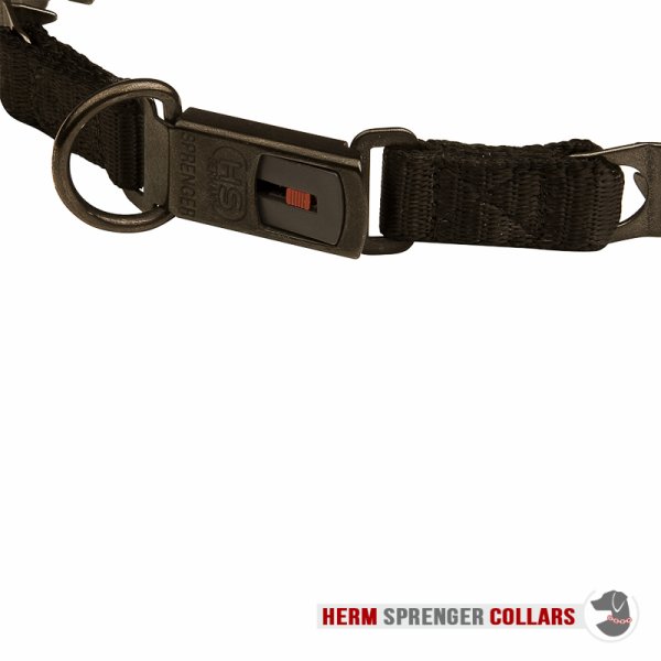 "Dark Force" Zwarte Roestvrij Staal Hond Pinch Halsband met Click Lock Gesp