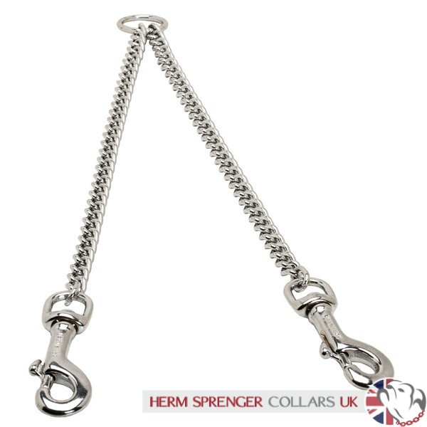 "Double Stroll" Chrome Plated Coupler Leash for Walking 2 Dogs (3.0 mm x 29 inches)