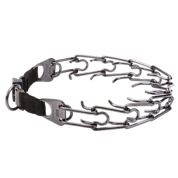 "Black Force" Herm Sprenger Zwart Roestvrij Staal Prikband Halsband met Click-Lock Gesp 4 mm