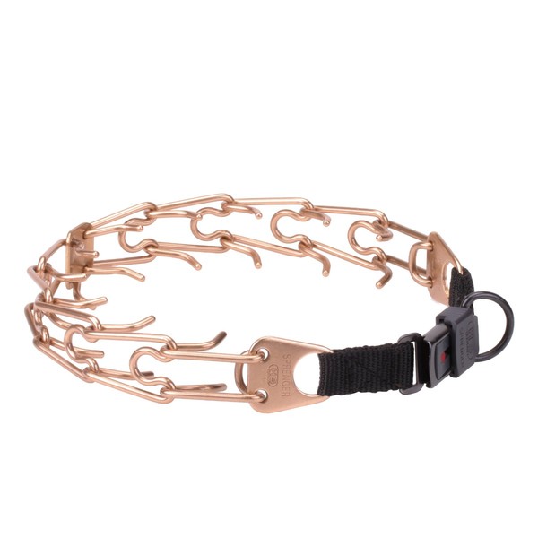 "Aggression Buster" 4 mm Curogan Herm Sprenger Slipketting Goud Halsband met Beveiliging Gesp