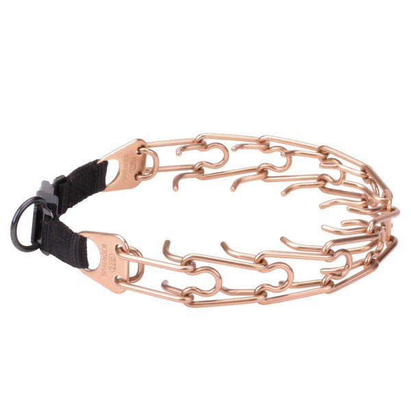 "Aggression Buster" 4 mm Curogan Herm Sprenger Slipketting Goud Halsband met Beveiliging Gesp