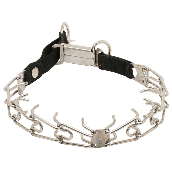 "Taming Loop" 3.2 mm Restvrij Staal Hond Prikband Halsband met Gesp en Nylon Lus