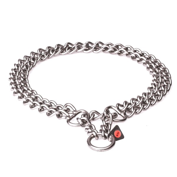 "Manners Maker" Roestvrijstalen Dubbele Ketting Hond Halsband met Martingale Lus, 3 mm