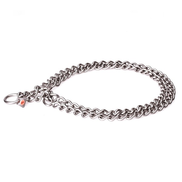 "Manners Maker" Roestvrijstalen Dubbele Ketting Hond Halsband met Martingale Lus, 3 mm